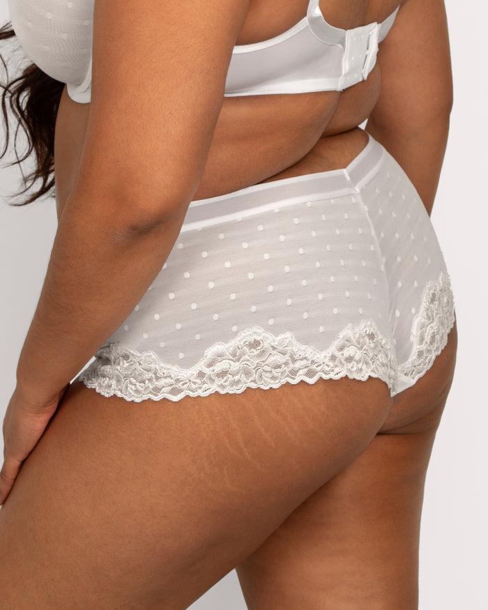Curvy Couture Sheer Whisper Cheeky Boyshort Panty White