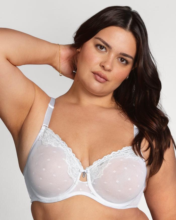 Curvy Couture Sheer Whisper Full Coverage Unlined Underwire Bra White