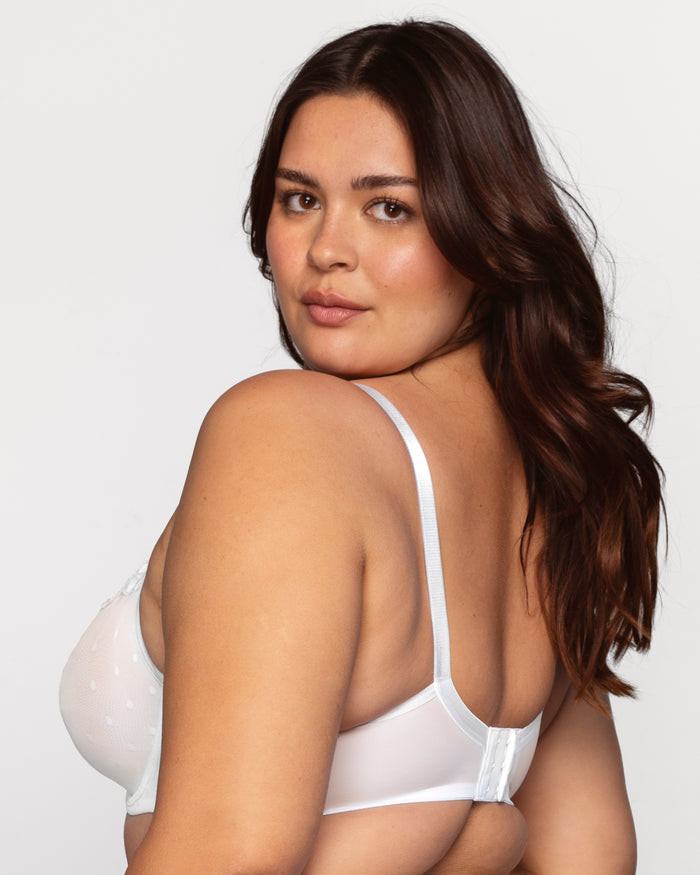 Curvy Couture Sheer Whisper Full Coverage Unlined Underwire Bra White