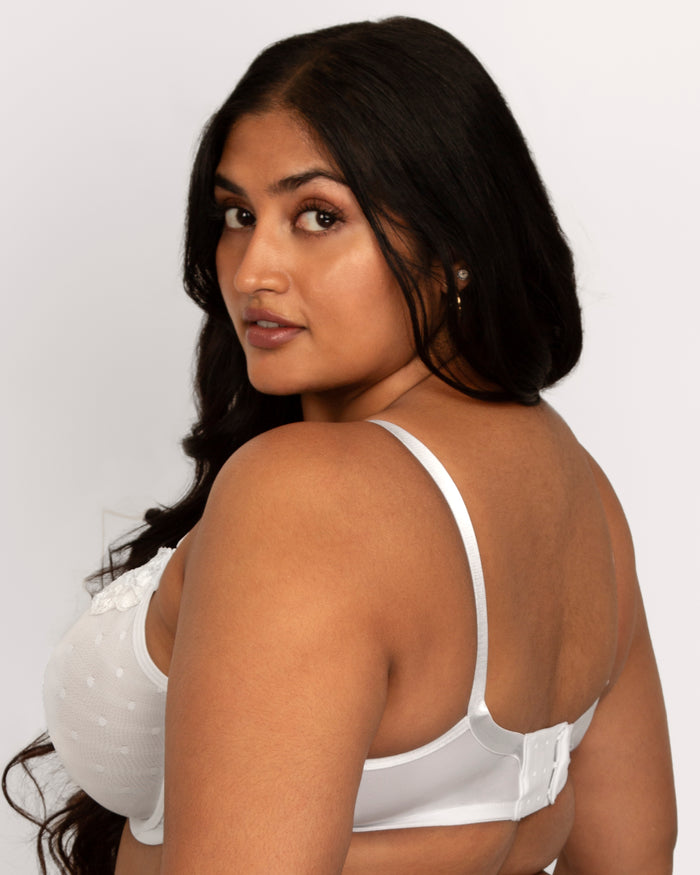 Curvy Couture Sheer Whisper Full Coverage Unlined Underwire Bra White