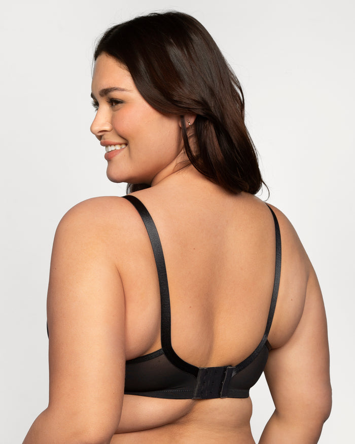 Curvy Couture Sheer Whisper Full Coverage Unlined Underwire Bra Black Hue