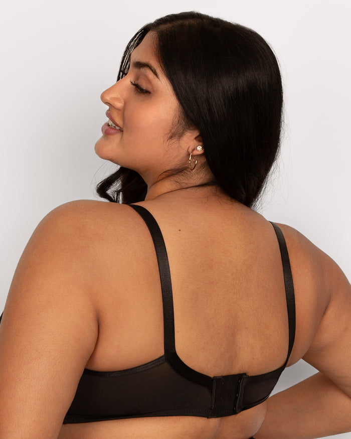 Curvy Couture Sheer Whisper Full Coverage Unlined Underwire Bra Black Hue