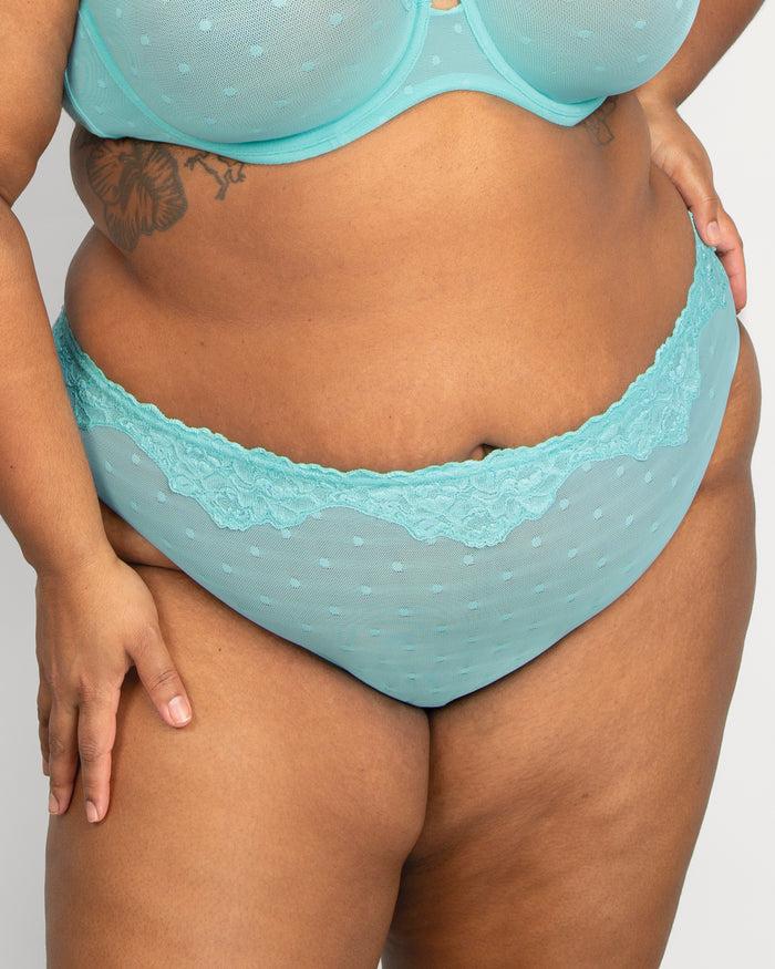 Curvy Couture Sheer Whisper High Cut Brief Panty Aruba Blue
