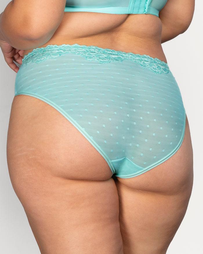 Curvy Couture Sheer Whisper High Cut Brief Panty Aruba Blue