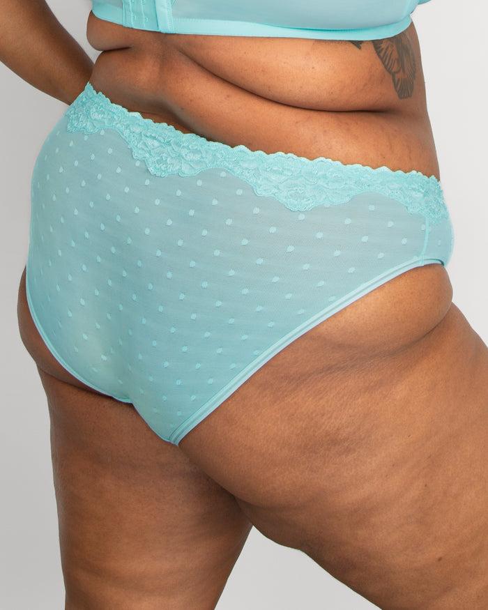 Curvy Couture Sheer Whisper High Cut Brief Panty Aruba Blue
