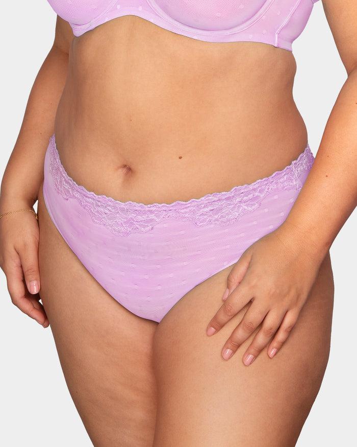 Curvy Couture Sheer Whisper High Cut Brief Panty Stellar Orchid