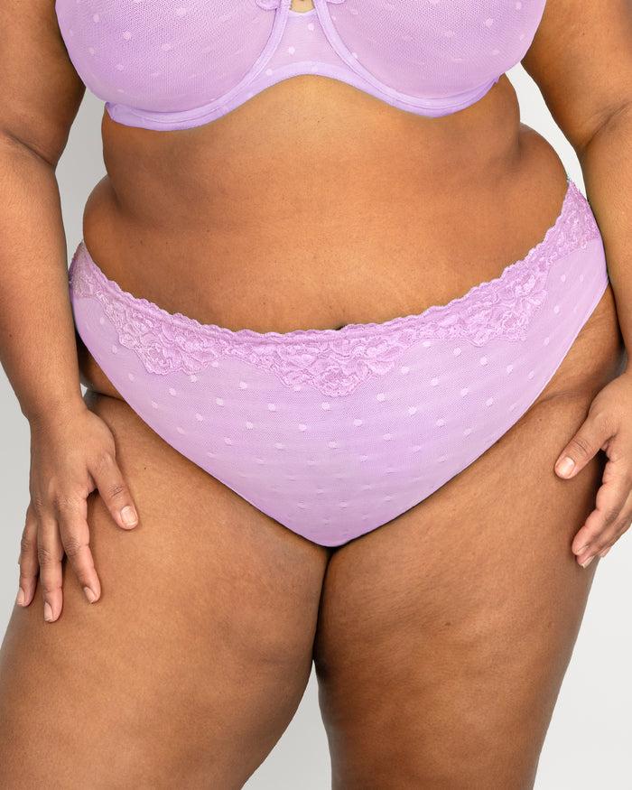 curvy couture Sheer Whisper High Cut Brief Panty Stellar Orchid