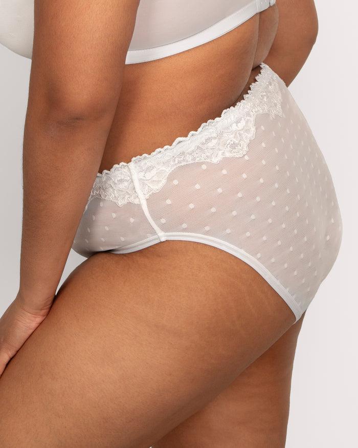 Curvy Couture Sheer Whisper High Cut Brief Panty White
