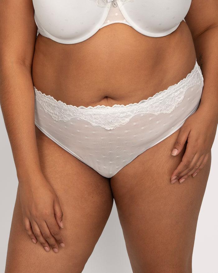 curvy couture Sheer Whisper High Cut Brief Panty White