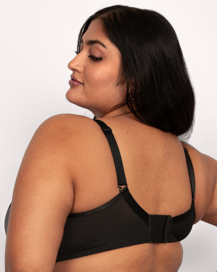 Curvy Couture Sheer Whisper Plunge T-Shirt Bra Black Hue