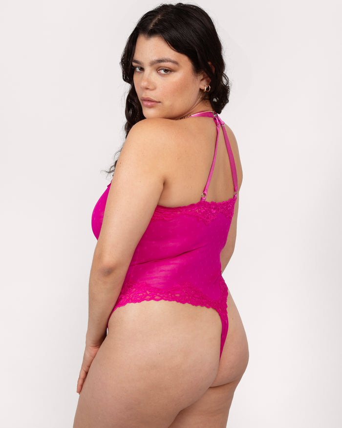 Curvy Couture Sheer Whisper Thong Bodysuit Glamberry