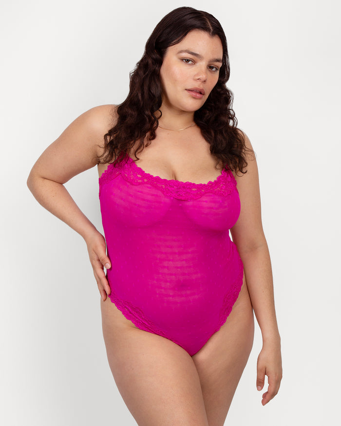 curvy couture Sheer Whisper Thong Bodysuit Glamberry