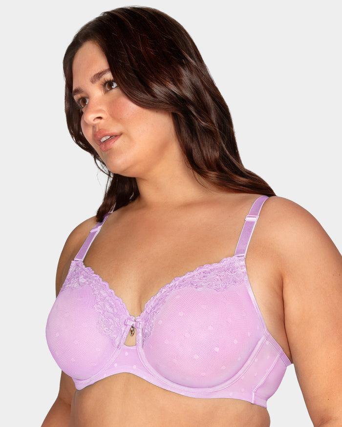 Curvy Couture Sheer Whisper Unlined Underwire Bra Stellar Orchid