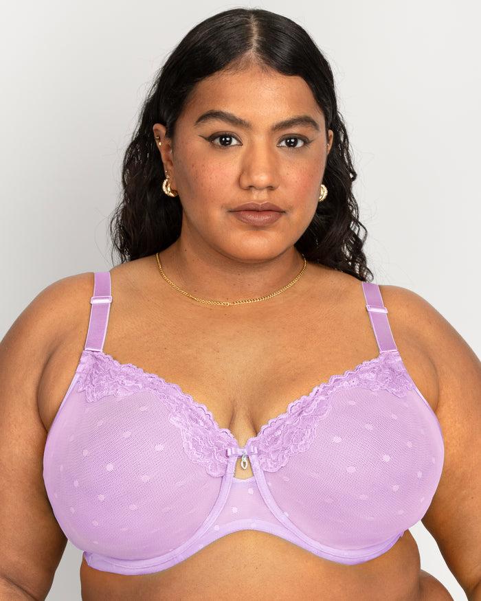 curvy couture Sheer Whisper Unlined Underwire Bra Stellar Orchid