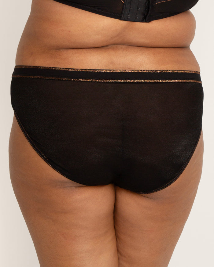 Curvy Couture Shimmer High Cut Brief Panty Black Hue