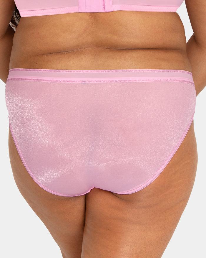 Curvy Couture Shimmer High Cut Brief Panty Pink Fizz