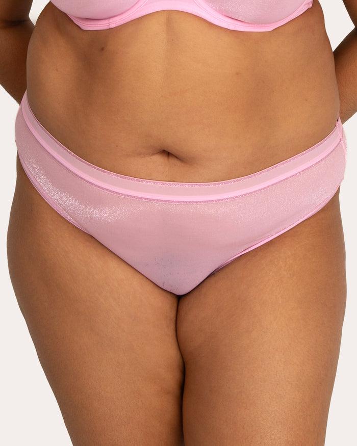 curvy couture Shimmer High Cut Brief Panty Pink Fizz