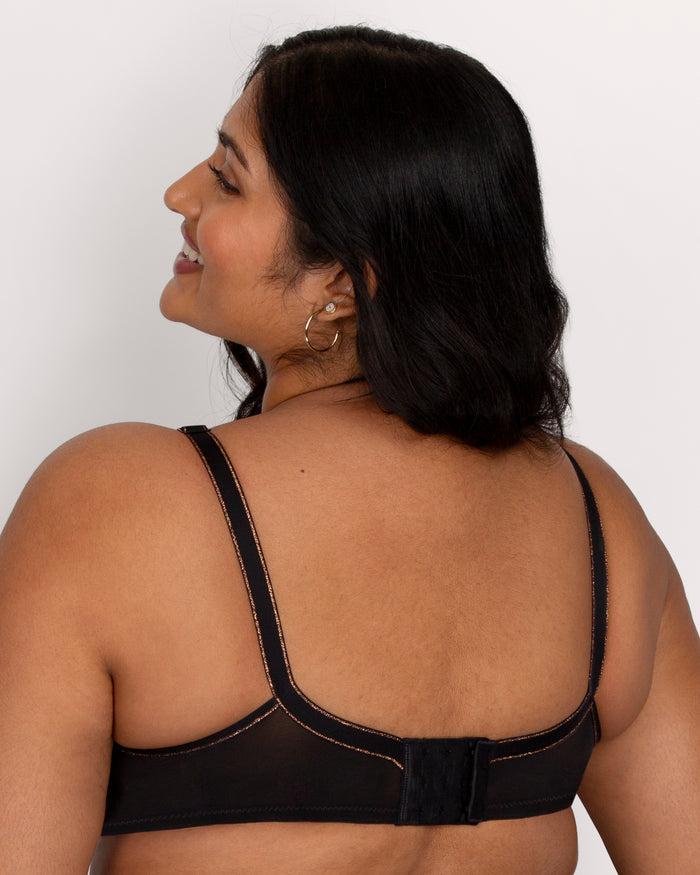 Curvy Couture Shimmer Unlined Underwire Bra Black Hue