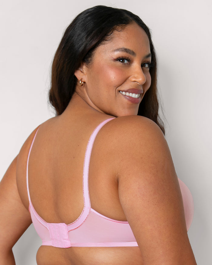 Curvy Couture Shimmer Unlined Underwire Bra Pink Fizz