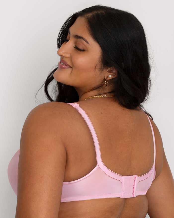 Curvy Couture Shimmer Unlined Underwire Bra Pink Fizz