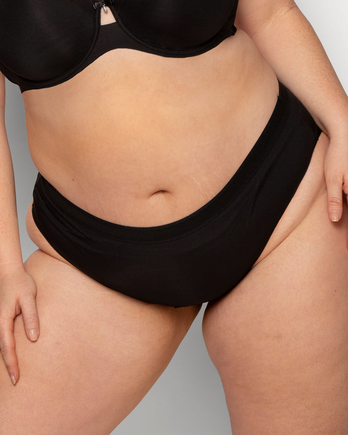 Curvy Couture Silky Smooth High Cut Brief Black Hue
