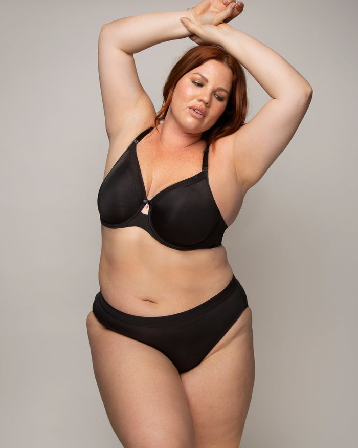 Curvy Couture Silky Smooth High Cut Brief Black Hue