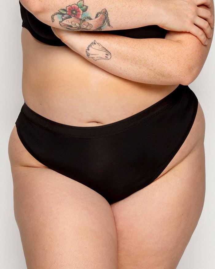 Curvy Couture Silky Smooth High Cut Thong Black Hue