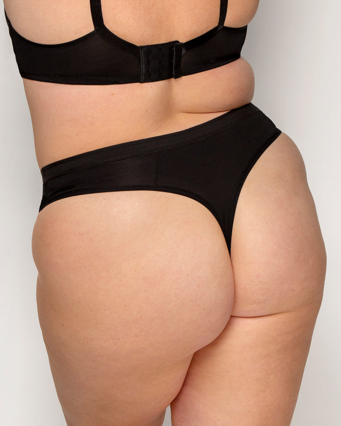Curvy Couture Silky Smooth High Cut Thong Black Hue