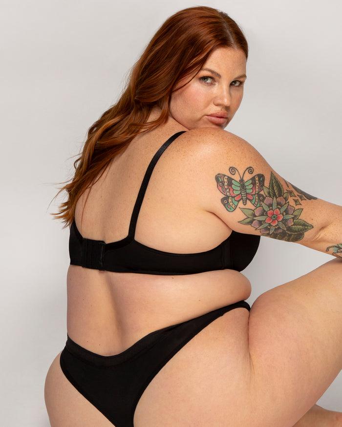 curvy couture Silky Smooth High Cut Thong Black Hue