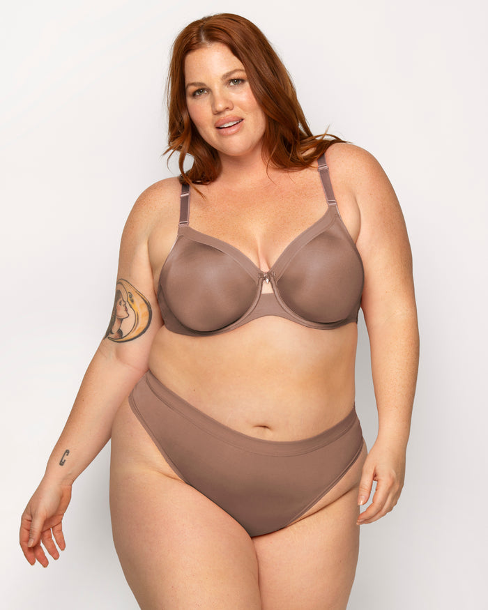 Curvy Couture Silky Smooth High Cut Thong Sweet Tea