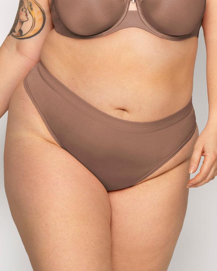 curvy couture Silky Smooth High Cut Thong Sweet Tea