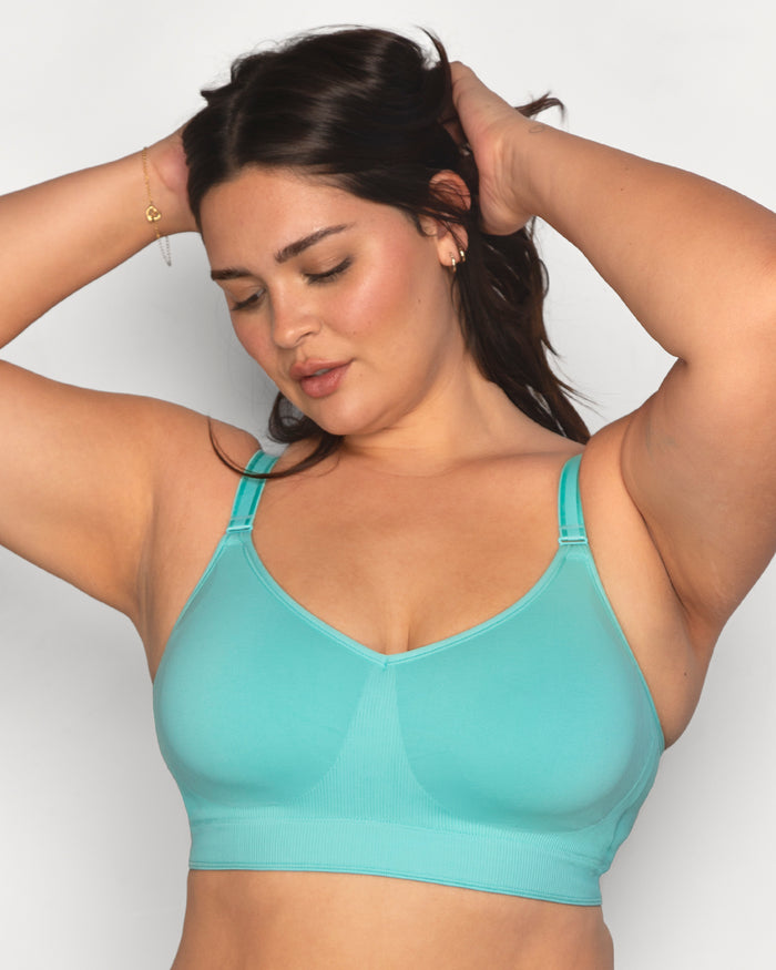 Curvy Couture Smooth Seamless Comfort Wireless Bra Aruba Blue