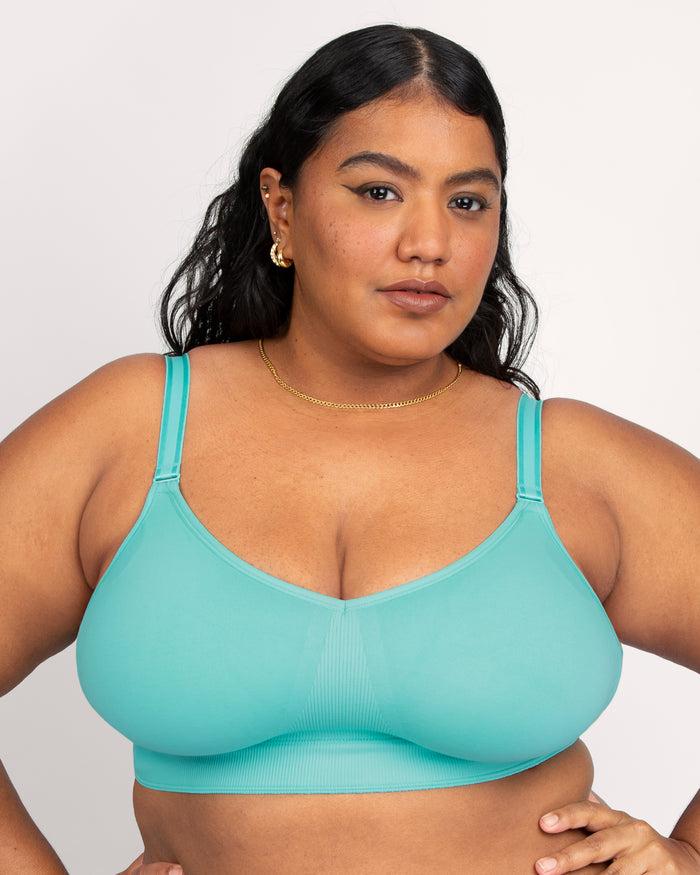 curvy couture Smooth Seamless Comfort Wireless Bra Aruba Blue