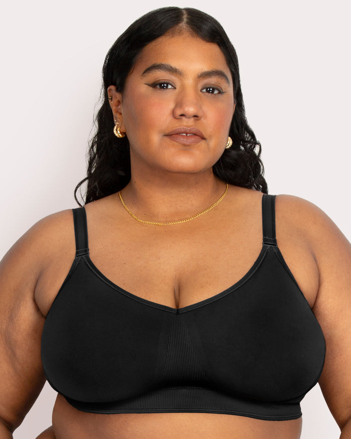 curvy couture Smooth Seamless Comfort Wireless Bra Black Hue
