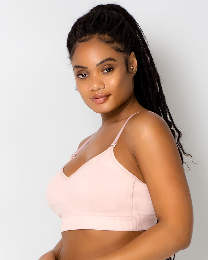 Curvy Couture Smooth Seamless Comfort Wireless Bra Blushing Rose