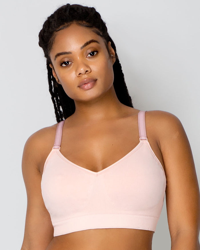 curvy couture Smooth Seamless Comfort Wireless Bra Blushing Rose