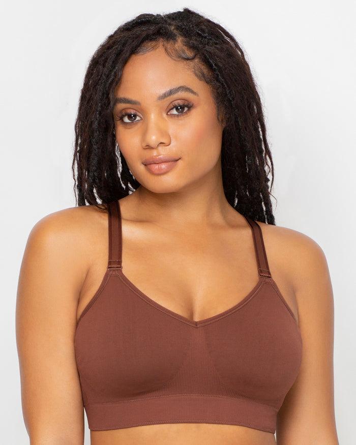 curvy couture Smooth Seamless Comfort Wireless Bra Chocolate Nude