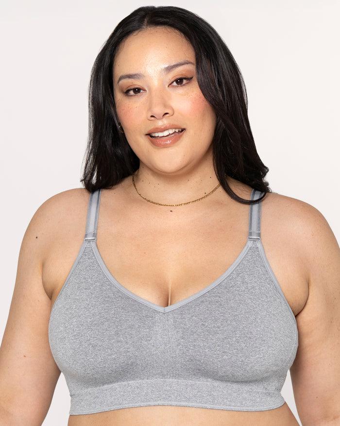 Curvy Couture Smooth Seamless Comfort Wireless Bra Grey Heather