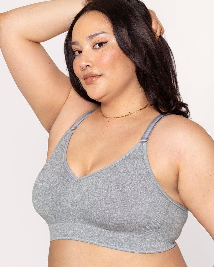 curvy couture Smooth Seamless Comfort Wireless Bra Grey Heather
