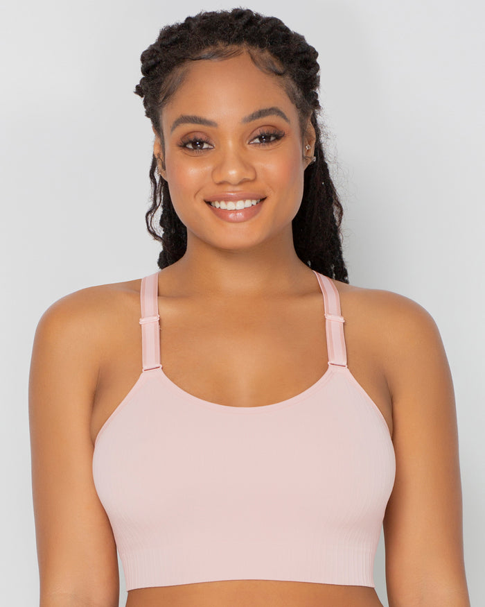 curvy couture Smooth Seamless Comfort Wireless Longline Bra Blushing Rose