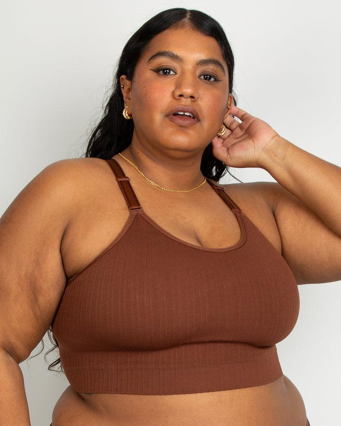 curvy couture Smooth Seamless Comfort Wireless Longline Bra Chocolate Nude