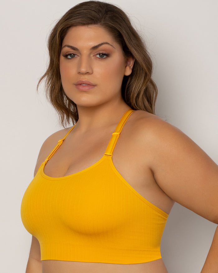 Curvy Couture Smooth Seamless Comfort Wireless Longline Bra Saffron