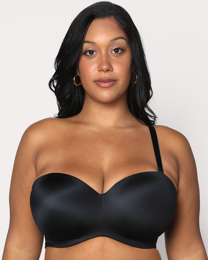 Curvy Couture Smooth Strapless Multi-Way Bra Black Hue