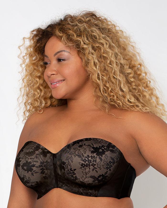 Curvy Couture Strapless Sensation Multi-Way Push Up Bra Black