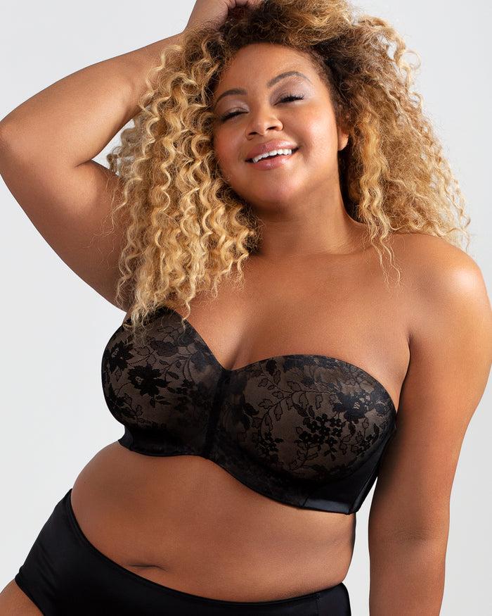 curvy couture Strapless Sensation Multi-Way Push Up Bra Black