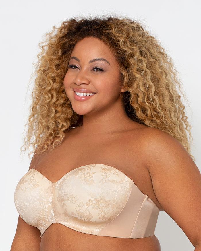 Curvy Couture Strapless Sensation Multi-Way Push Up Bra Champagne Nude