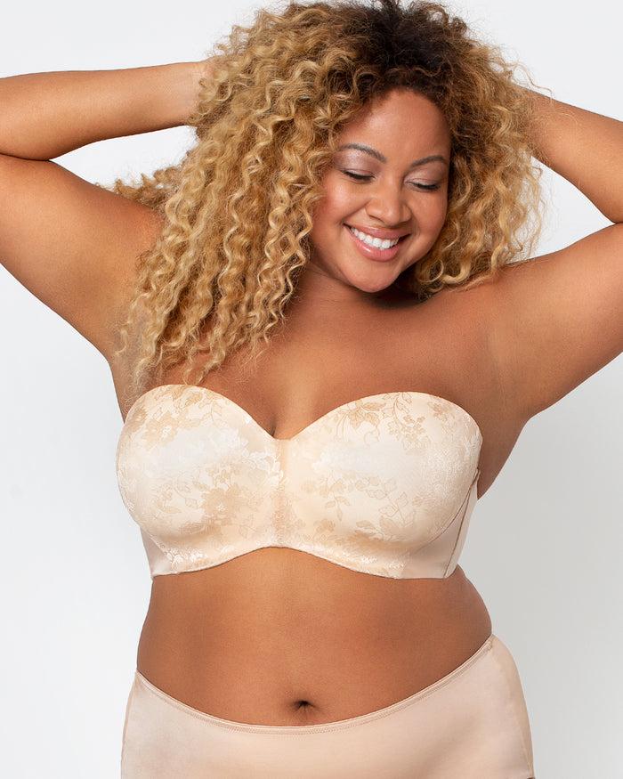 curvy couture Strapless Sensation Multi-Way Push Up Bra Champagne Nude