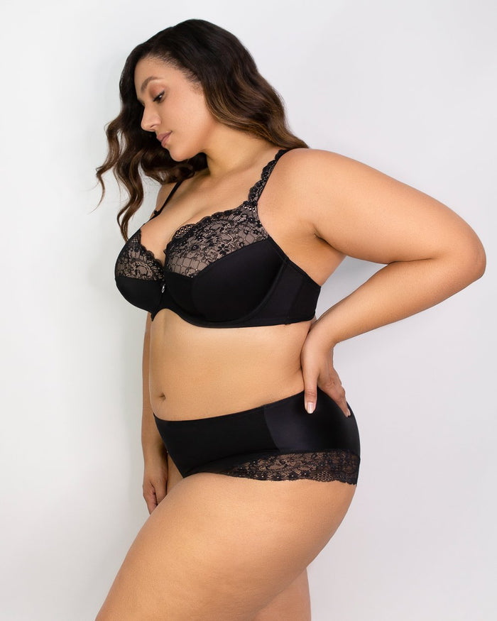 Curvy Couture Tulip Lace Hipster - Black - FINAL SALE Black Hue