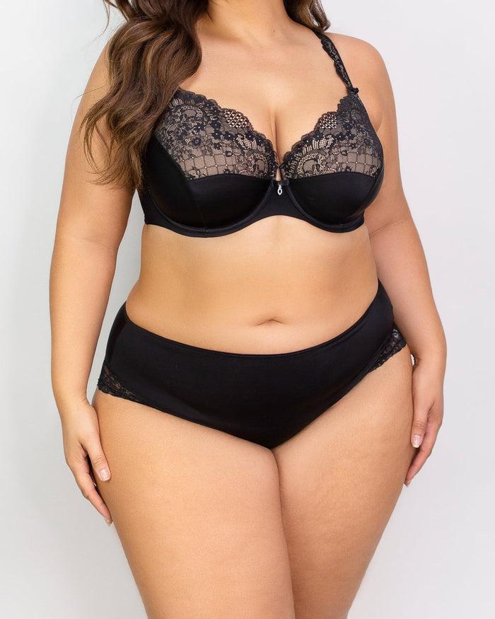 curvy couture Tulip Lace Hipster - Black - FINAL SALE Black Hue