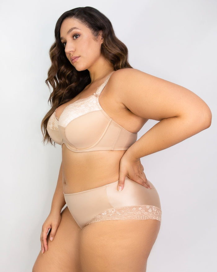 Curvy Couture Tulip Lace Hipster - FINAL SALE Champagne Nude